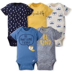Gerber Baby Boys Newborn 5 Pack Fox Short Sleeve Onesies Bodysuits D29-5